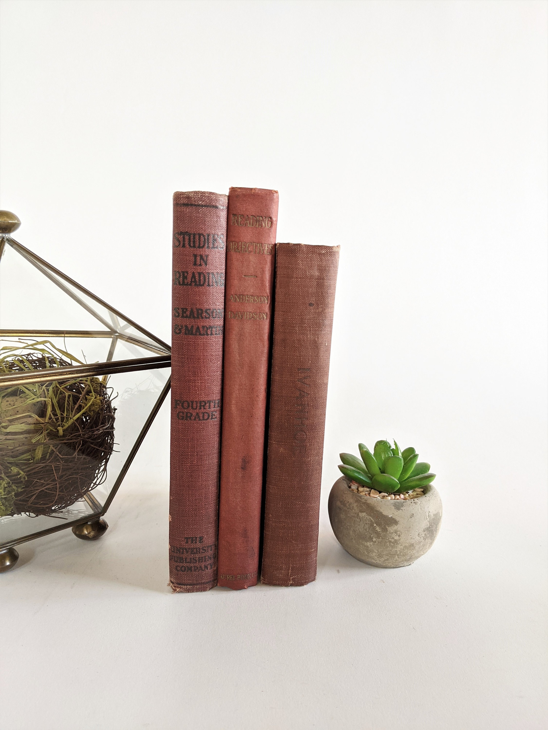 Burgundy Books Vintage Decorative Book Set Book Bundle Shelf Etsy