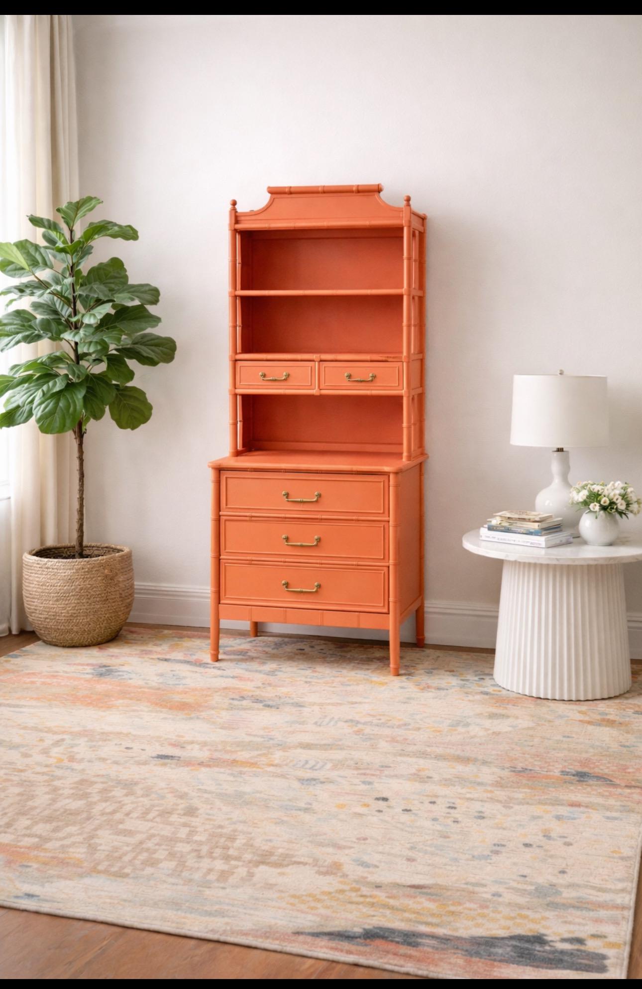 【希少】Henry Link ヴィンテージ6ドロワー チェスト 高級無垢材 収納 Natural Wicker Dresser by Henry Link 58” Long - Vintage Lexington