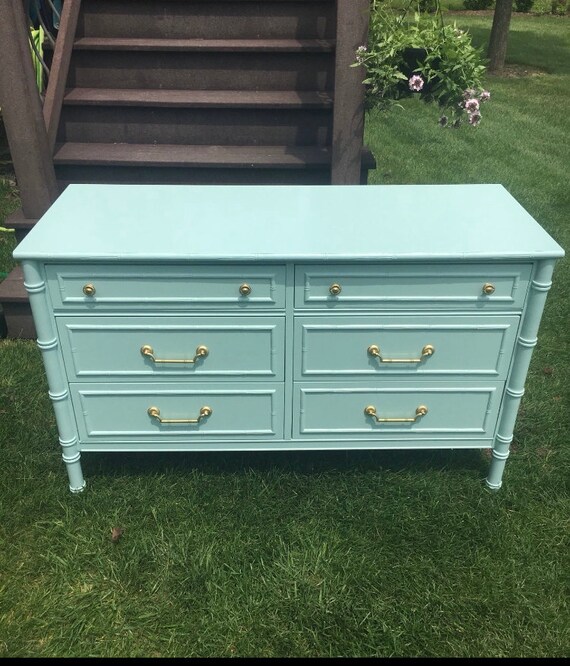 green bamboo dresser Green Faux Bamboo Triple Dresser main image 1