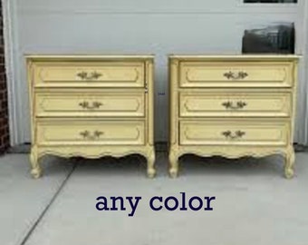 Pair of henry link french large nightstands 30x 30 x19 custom color included