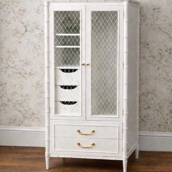 Thomasville faux bamboo clothes armoire any color