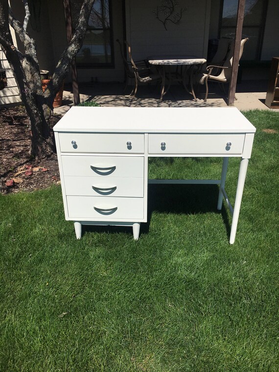 Sold Desk White Desk Mcm Desk Mid Century Modern Desk Etsy