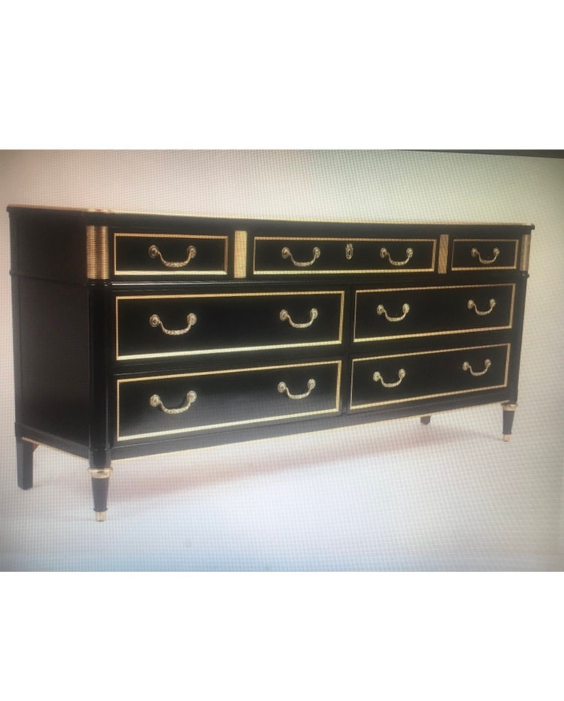 Dresser Black Lacquer Gold Accents Etsy