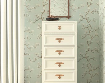 Lingerie chest By Dixie Shangri la Fretwork /chinoiserie ornate hardware. Matching bedroom set available