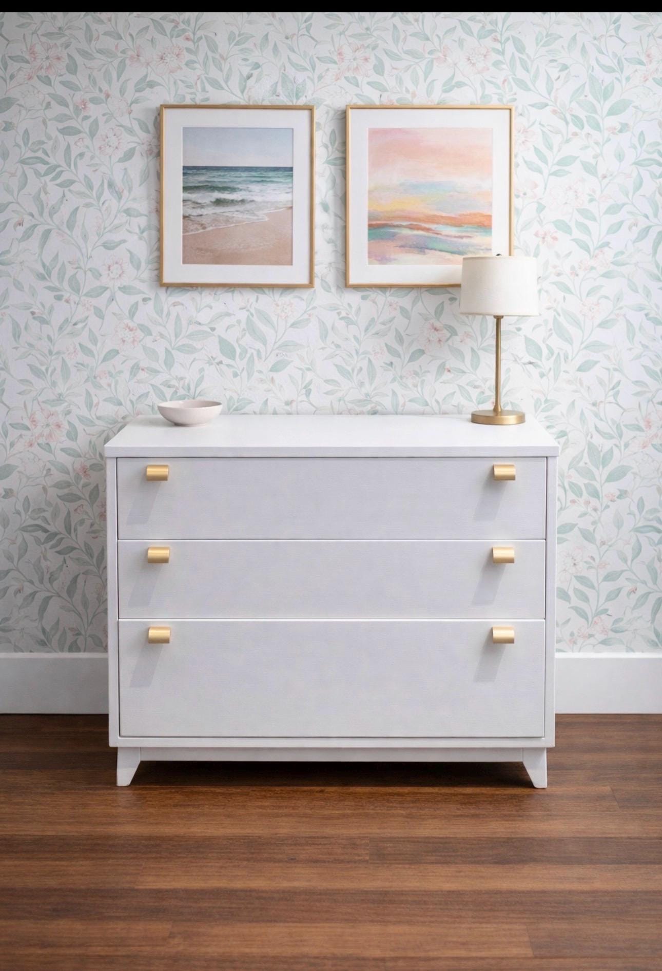 Wide White and Gold Dresser - Etsy