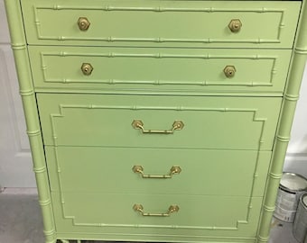 Faux Bamboo Chest of Drawers. Chinoiserie/ have 2 can customize 1 in any color