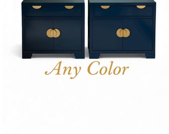 pair of nightstands with brass hardware other pieces to match this set
