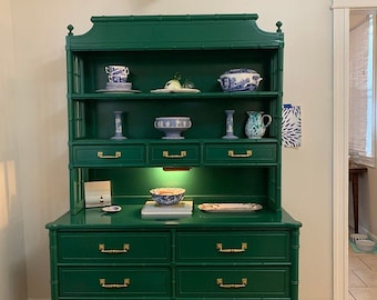 Faux Bamboo dresser and hutch, lacquered in any color