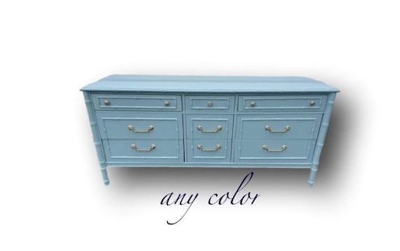 SOLD Thomasville faux bamboo dresser 65" wide any color