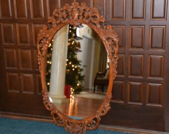 Antique French Rococo Mirror Framed Hanging Wall Mirror