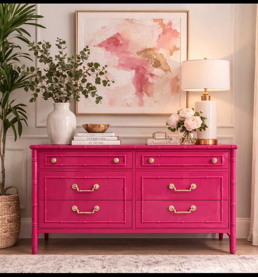 bamboo dresser Elstowe Faux 6-Drawer Dresser, Sage Green Distance Between Shelves Faux Bamboo Dresser