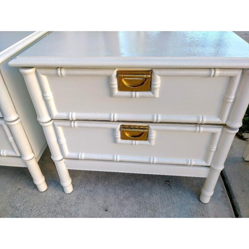 Faux Bamboo Nightstand Thomasville Customizing Available Pair Etsy
