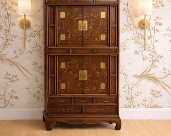 Drexel Heritage Et Cetera Black Chinoiserie Armoire Media Cabinet