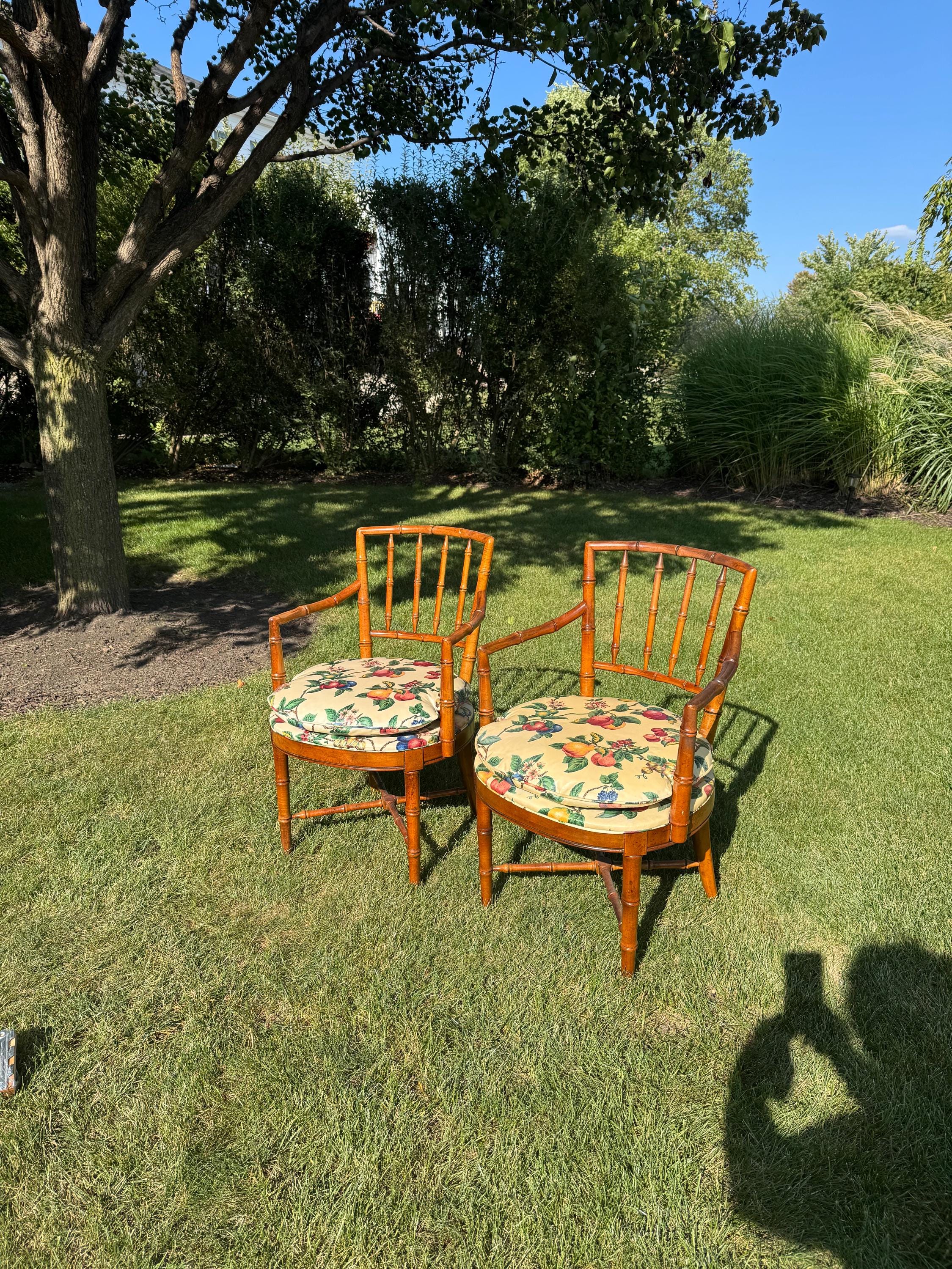 A Pair of Drexel Heritage Faux Bamboo Captain Chairs - Etsy