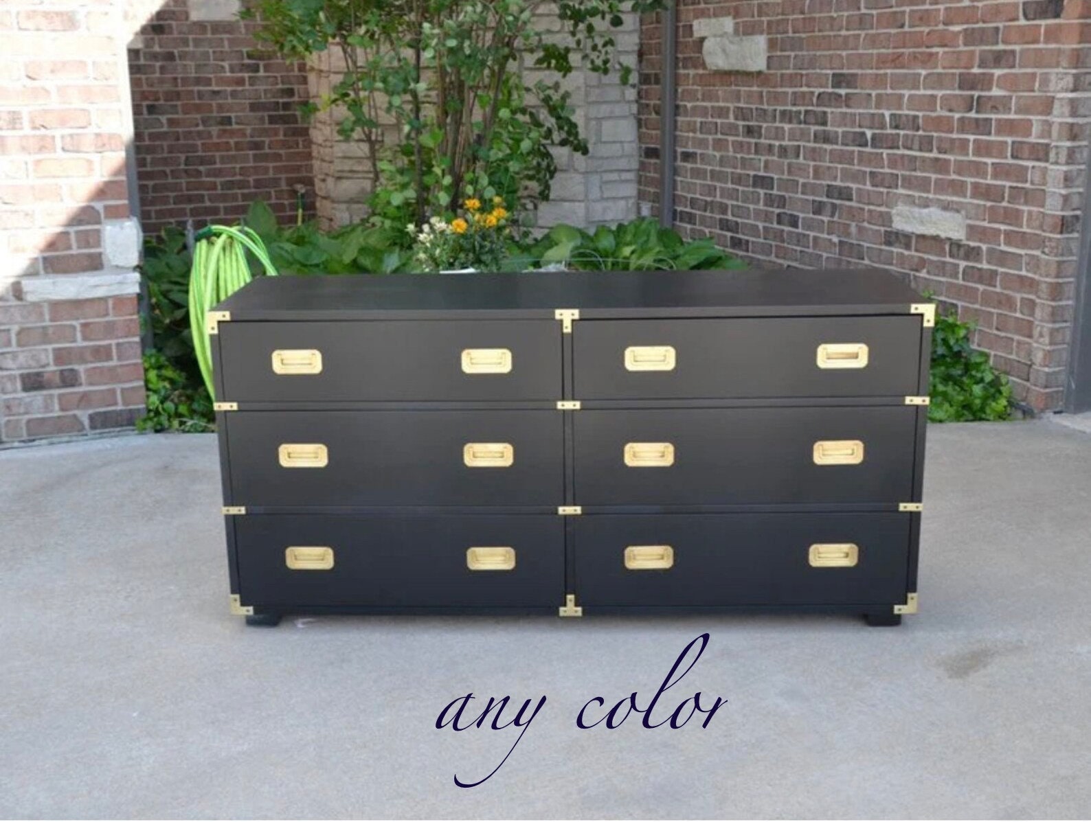 black campaign dresser 55.1 inches Modern Minimalist White/Black 6-Drawer Dresser Buffet Side main image 0