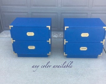 Pair of customizable campaign nightstands
