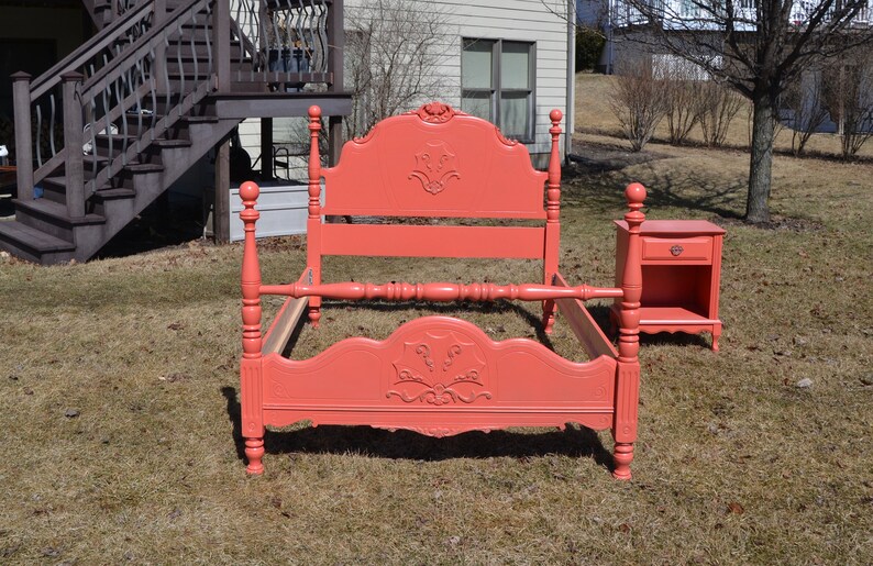 SOLD Vintage Bedroom Set 1920's in Coral Full Bed. Dresser Etsy