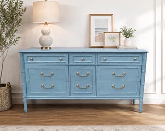 blue bamboo dresser Thomasville Faux 65