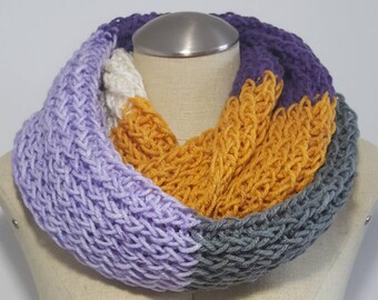 Handmade rectangular knitting wool infinity scarf