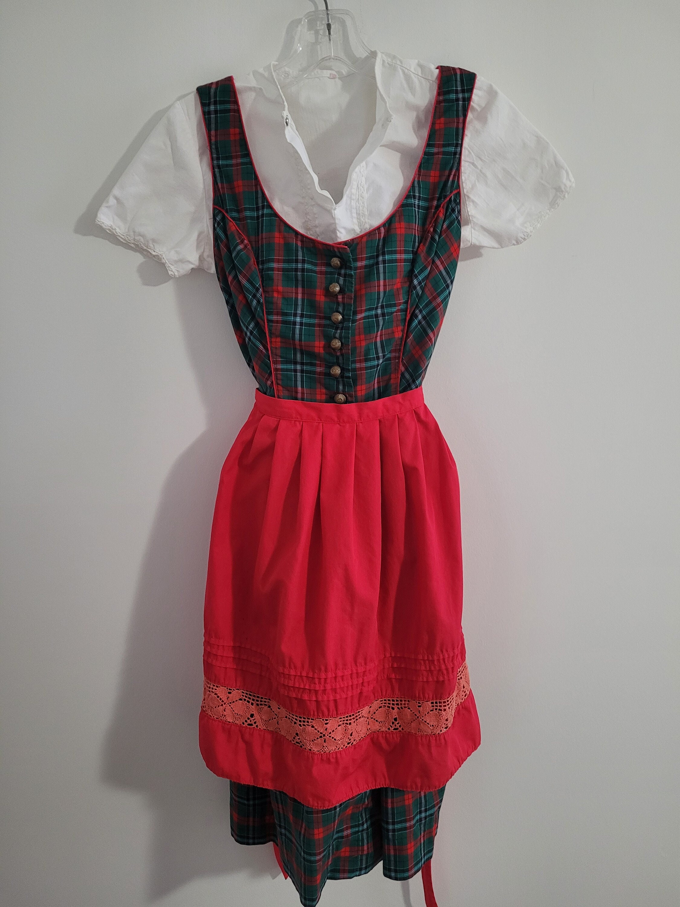 【フォークダンス衣装】グリーン SALZBURGER DIRNDL LOOK Authentic Oktoberfest Dirndl Dress / Vintage 60s German