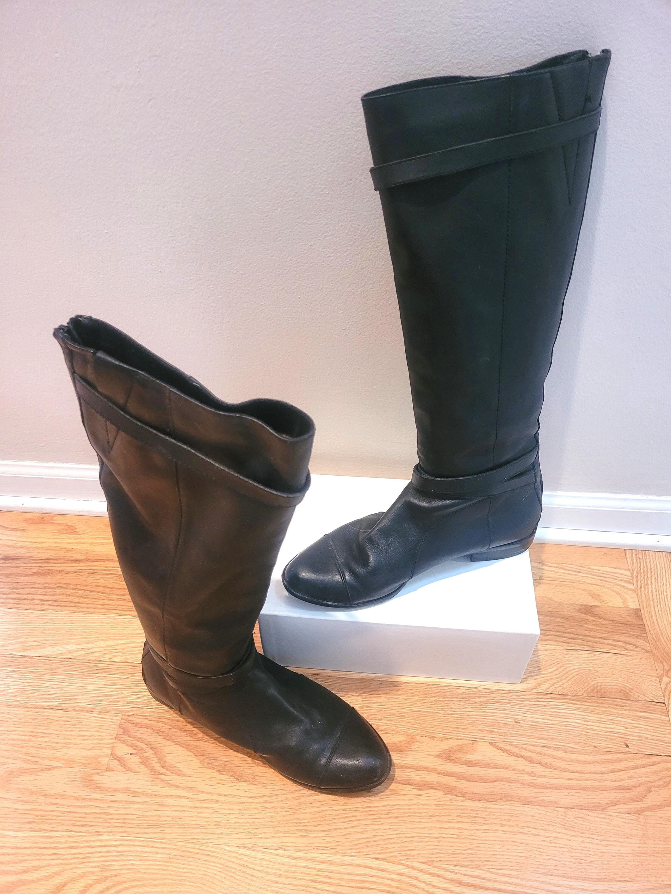 Men's Knee High Military Combat Boots – Back Zipper & Synthetic Leather, Sizes 6.5-12