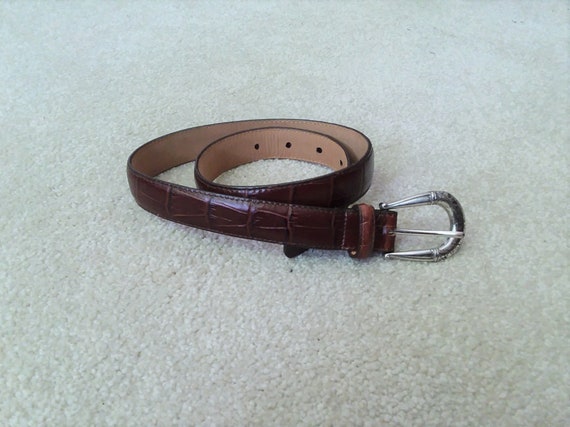 Brighton Leather Belt - Brown W/ Silvertone Decorated Buckle  display picture 3