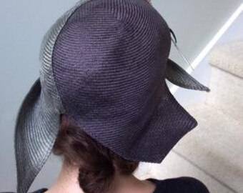 Exquisite Christine A Moore Handmade Two Tone Straw Cloche  display picture 3