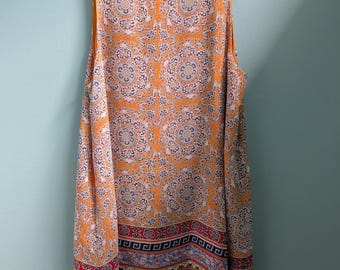 Max Studio Sleeveless Tunic Lined Asian Pattern Size Medium