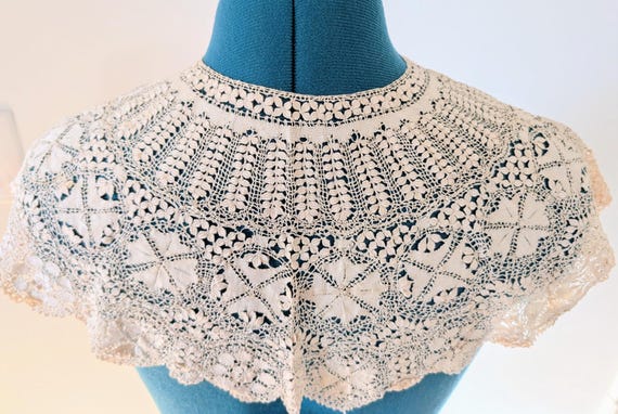 Antique Silk Maltese Lace Shirt Front - Handmade - Pi… - Gem