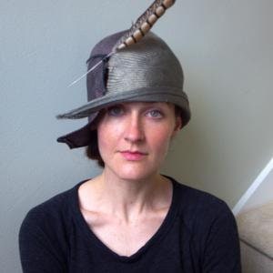 Christine A Moore Millinery Wool Felt Feathers Hat Exquisite Christine A Moore Handmade Two Tone Straw Cloche  main image 3