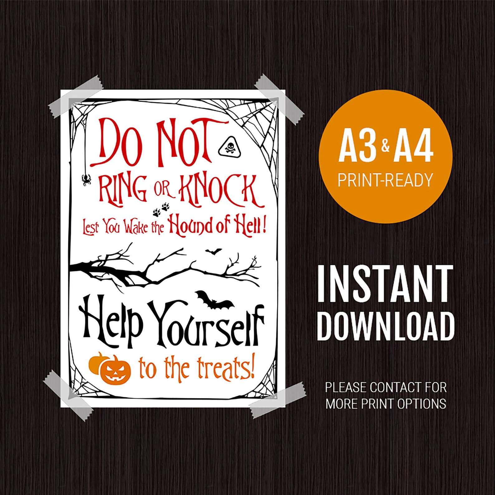 Halloween Poster for Barking Dog / Dogs Do Not Knock or Ring | Etsy