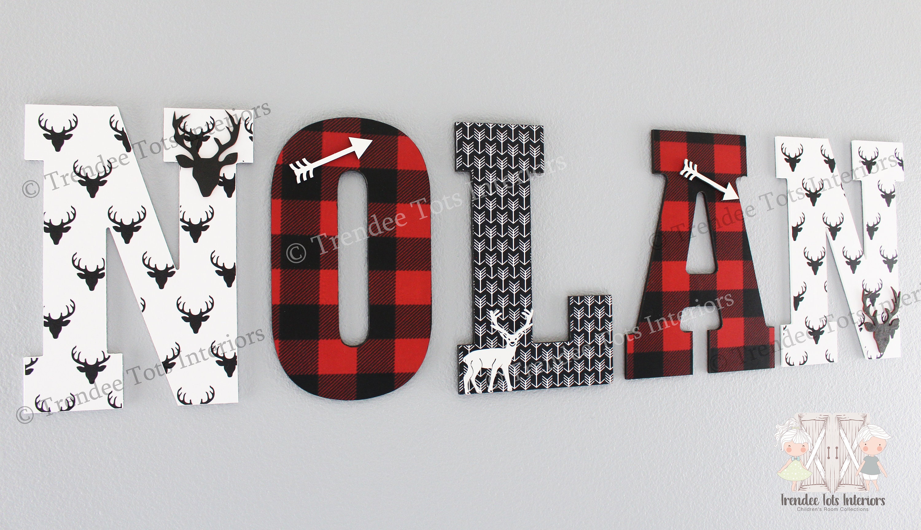 13 5 Large Lumberjack Nursery Letters Lumberjack Wall Etsy