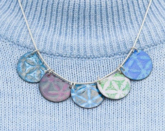 Statement enamel necklace -Festoon Necklace - Copper enamel necklace - geometric pattern necklace - bib style necklace - bridesmaid gift