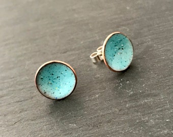 Seablue Concave Enamel Copper Stud Earrings