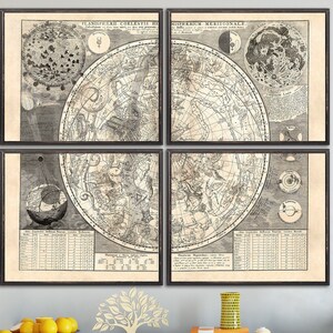 1700s Southern Constellations reprint, Astronomy/Astrology - 5 sizes up to 48x40&quot; printed in 1 or 4 parts & 3 color - sold unframed only