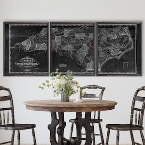 1833 North Carolina map reprint , Tar Heel map gift, 3 sizes (printed in 3 pieces) up to 90x36" & 3 color choices - sold UNFRAMED image 1