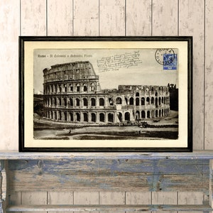 1914 Tower of Pisa Postcard art reprint- postcard decor - Italian travel decor  - 3 large/XL sizes up to 24X36&quot; - comes UNFRAMED