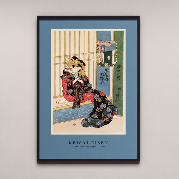 Masanagi of Tamaya reprint - c. 1825 Eisen 渓斎 英泉 Ukiyo-e reprint - 4 sizes up to 30x45" and 4 background color choices- sold UNFRAMED only