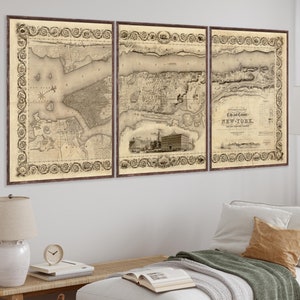 1836 Map of Manhattan reprint, New York City Colton map reprint - 3 large/XL sizes printed up to 72x32&quot; & three color choices