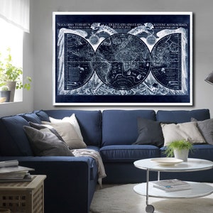 1630 Old World Map reprint, Historical map of the World - 3 large/XL sizes up to 45&quot; x 30&quot; and 3 colors choices