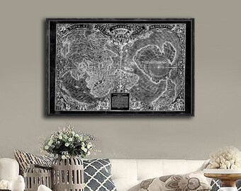 1531 world map reprint, Renaissance World map reprint, home decor  - 3 large/XL sizes up to 36'' x 24'' in three colors