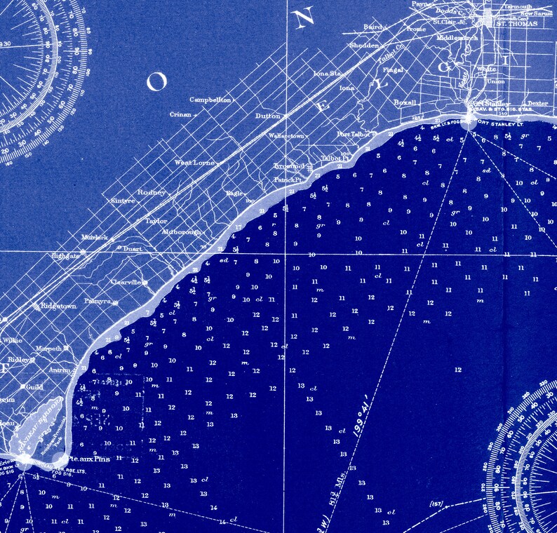 1929 Lake Erie Nautical Chart Reprint Ohio Lake Erie Map Etsy