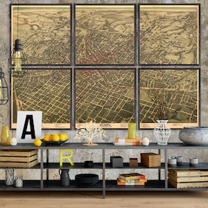 Map of Atlanta 1892, Vintage Atlanta, GA map reprint - 6 sizes up to 72x48&quot; in 1 or 6 sections - sold unframed