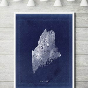 Maine relief map reprint, Vintage Maine  map reprint - 6 large/XL sizes up to 40&quot;x30&quot; and three color schemes