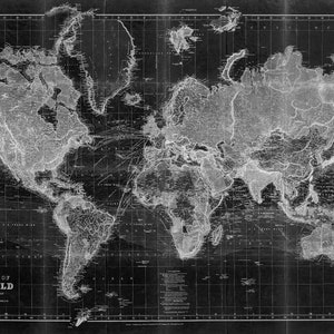 1898 World Map Reprint, Mercator's Projection World Map Reprint - 3 ...