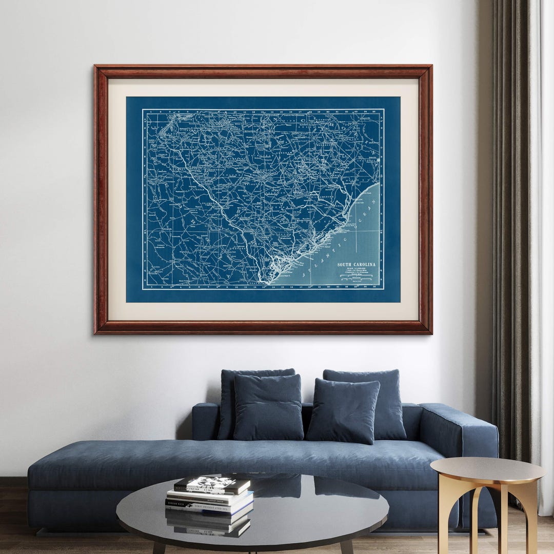 1920 South Carolina Map Reprint: Retro Wall Decor, 3 Color Choices - Etsy
