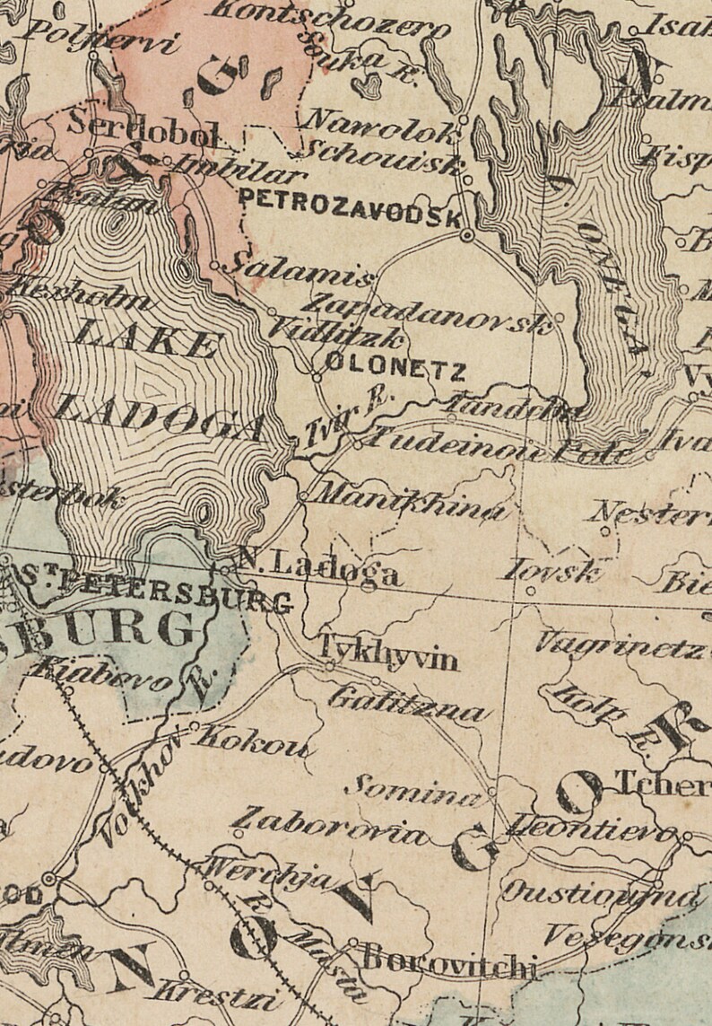 Map of Russia 1870 Vintage Russia map reprint 2 color | Etsy