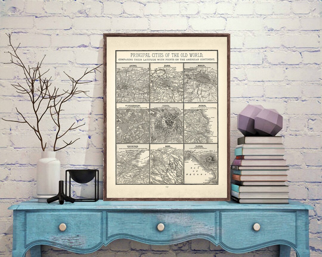 1887 Old World Cities #1 Map Reprint - Victorian-era World Cities Map ...
