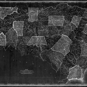 1833 North Carolina map reprint , Tar Heel map gift, 3 sizes (printed in 3 pieces) up to 90x36" & 3 color choices - sold UNFRAMED image 6