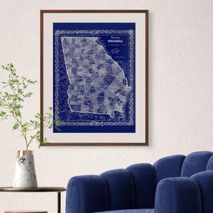 1860 Colton&#39;s Georgia map reprint - Vintage Georgia map reprint - 4 large/XL sizes up to 36&quot;x48&quot; and 3 color choices